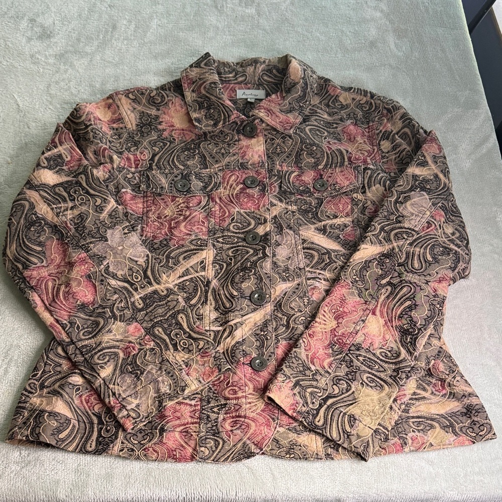 Analogy Women's Multicolor Quilted Paisley Blazer